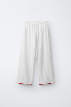 ZARA ПИЖАМА С ВОЛНИСТЫМ КРАЕМ И СЕРДЦЕМ, ЭКРЮ