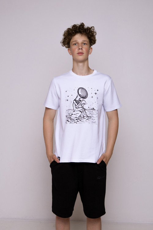 Футболка белая классическая с принтом «Pulse Of Rain»