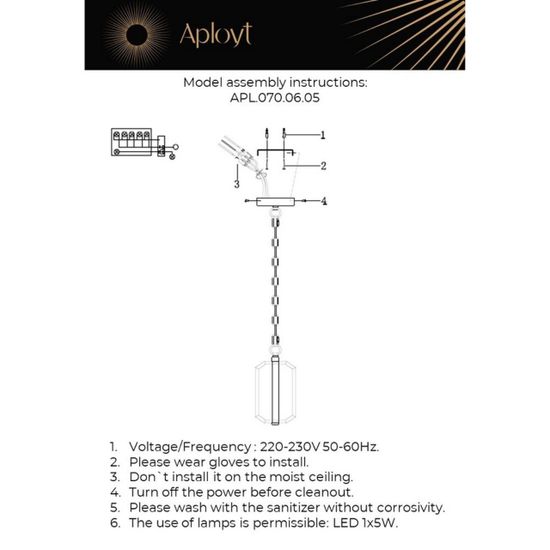 Светильник подвесной APL.070.06.05