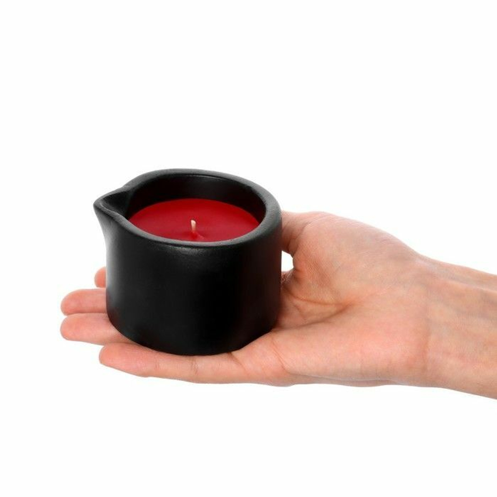 Набор из 2 низкотемпературных свечей для БДСМ «Оки-Чпоки» с ароматом земляники (Цвет: черный)