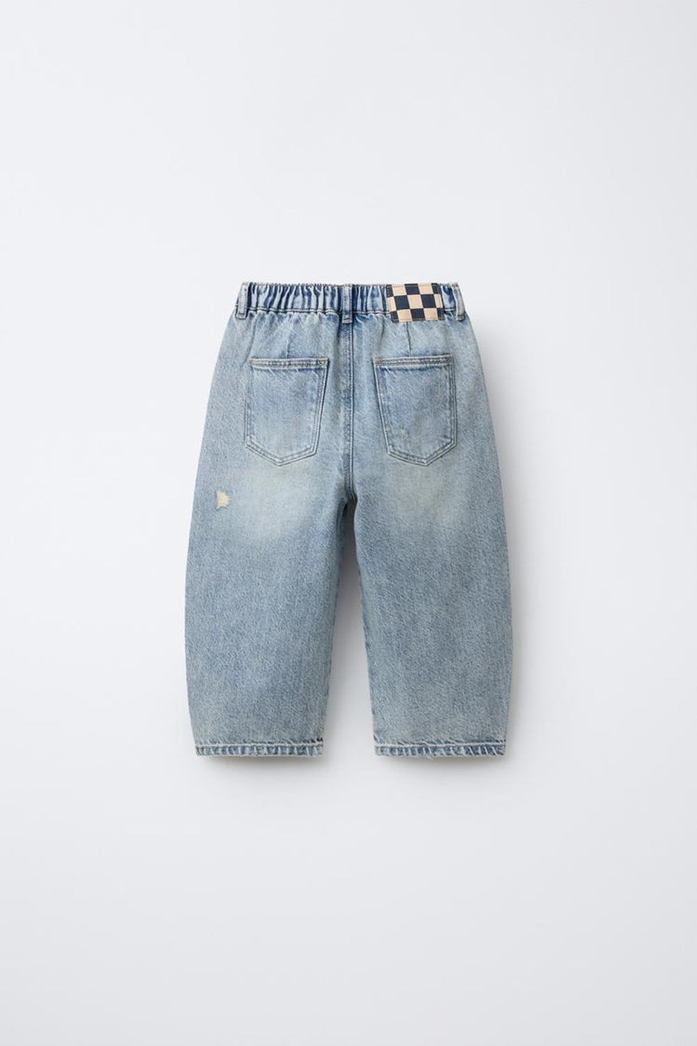 ZARA ДЖИНСЫ BARREL С РАЗРЕЗАМИ, ГОЛУБОЙ