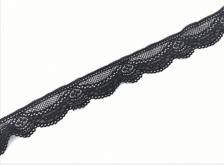 Эластичное кружево, 4 см, черное, (Арт: UEK-0003), м