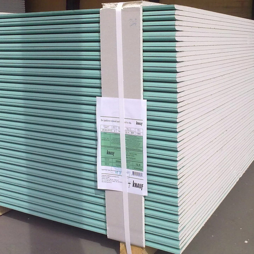 Гипсокартон КНАУФ. ГКЛВ 12.5*1200*2500 мм.