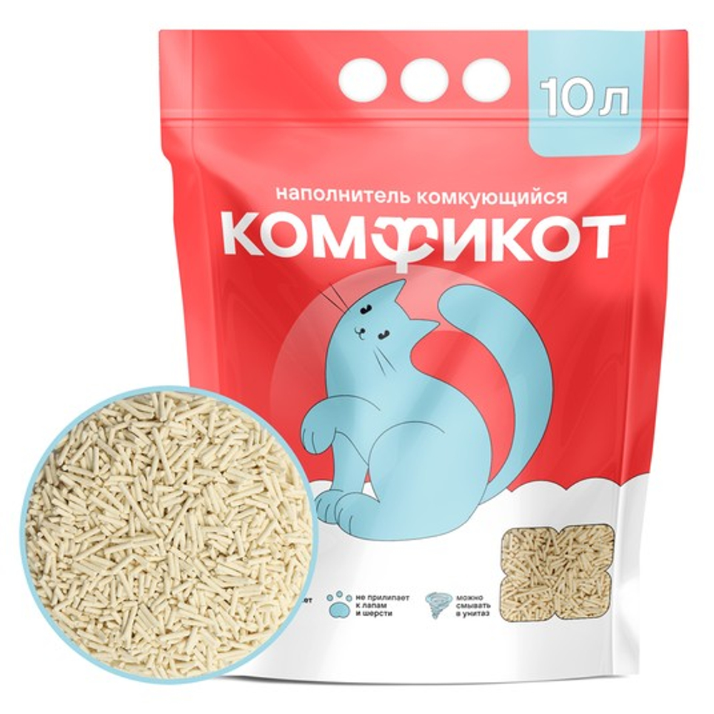 Наполнитель тофу комкующийся без аромата Комфикот 10 л