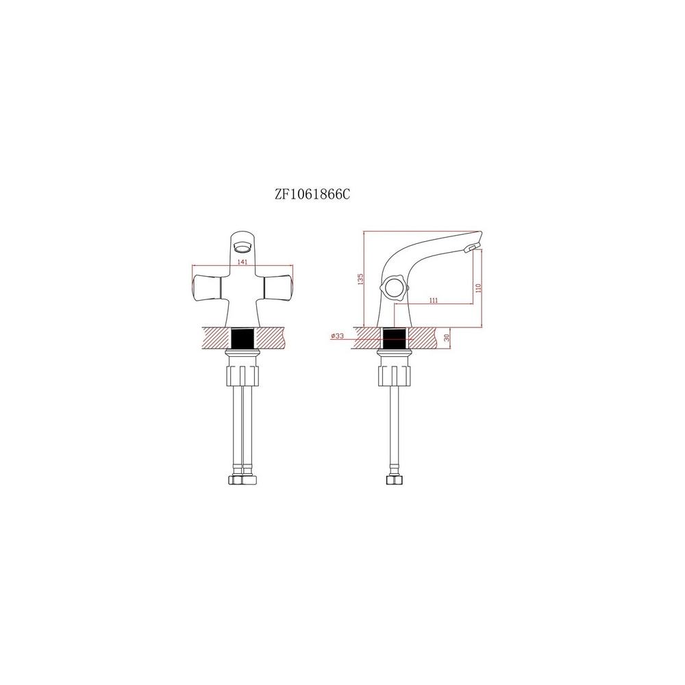 Смеситель для раковины 1/2 кер CN10866 CRON литой, ХРОМ