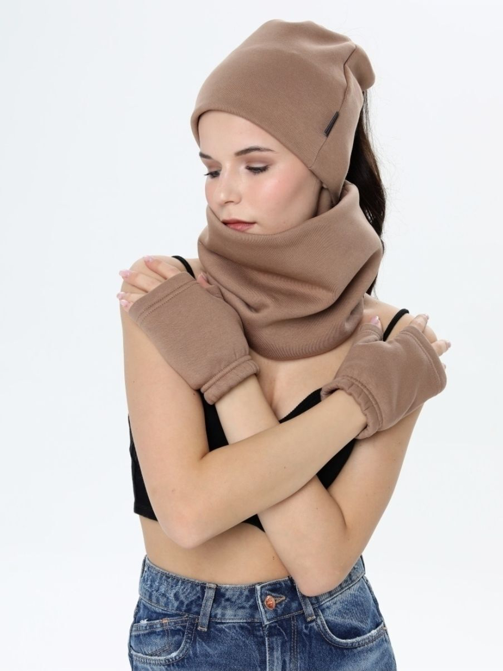 Митенки женские из футера с начесом