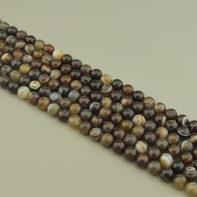 Нитка Агат 38 см. 10 мм. (Без замка) - Коричневая