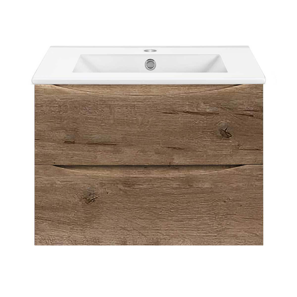 Тумба под раковину Vincea Mia Slim 700 подвесная, 2 выкатных ящика soft close, V.Oak