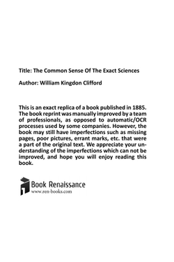The Common Sense Of The Exact Sciences | William Kingdon Clifford