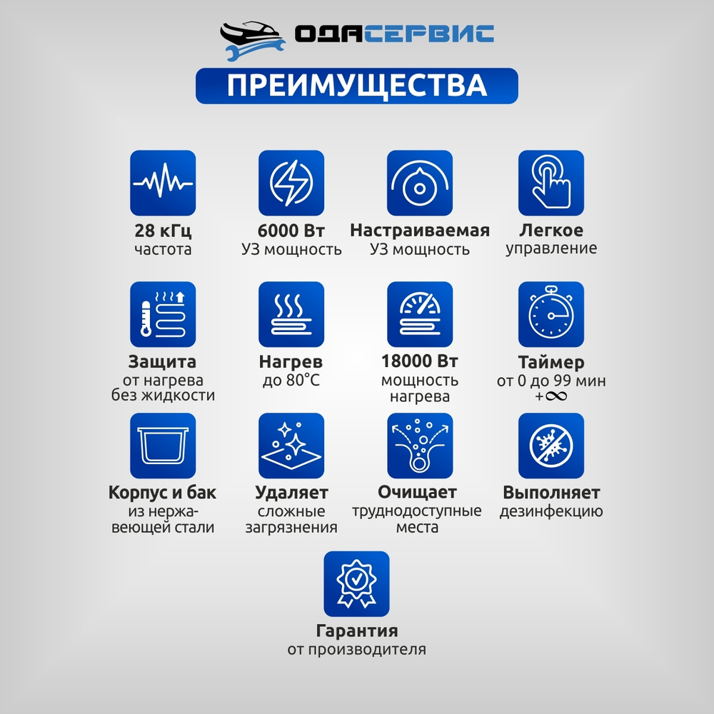 Ультразвуковая ванна с цифровым управлением и подогревом, 560 л ОДА Сервис ODA-LQ5600