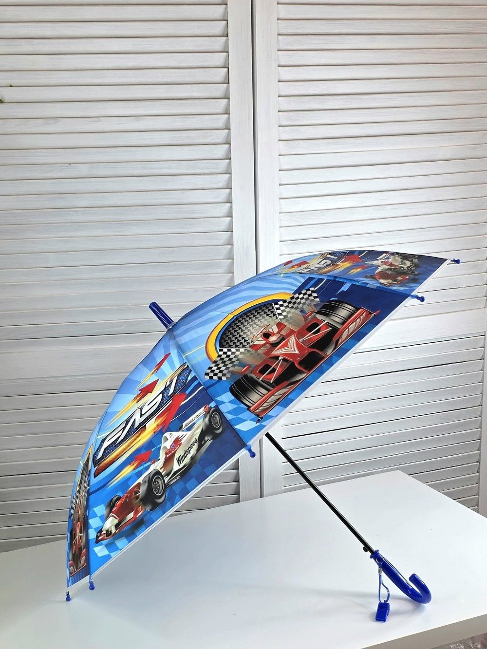Зонт детский Гоночные машинки 48,5 см синий (202002036-2)