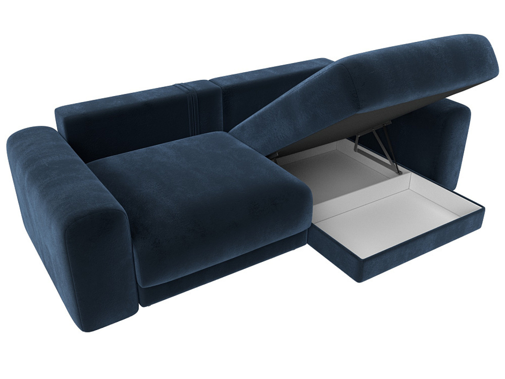 Диван угловой Лига-056 НПБ угол универсальный ВЕЛЮР TOWER 13 синий