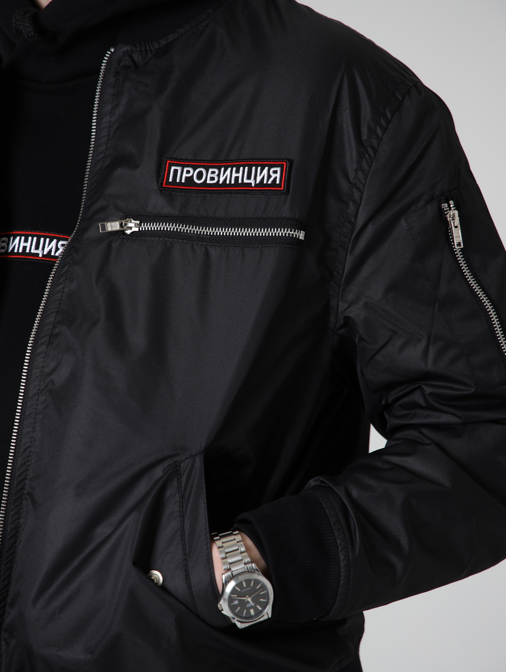 Купить бомбер мужской черный провинция