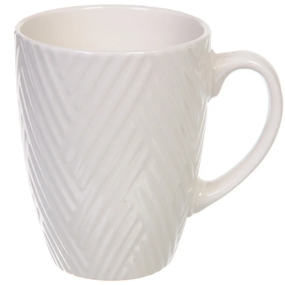 Кружка керамическая 450мл «Белая» полоски геометрия