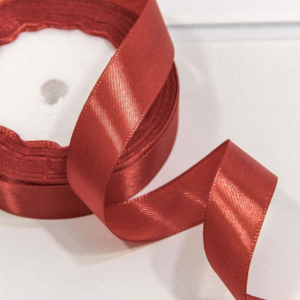 Лента Атласная 2см х 28м Сатин (Коричневый, Красный)