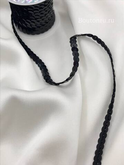 Лента декоративная черные пайетки ~4,5 метра