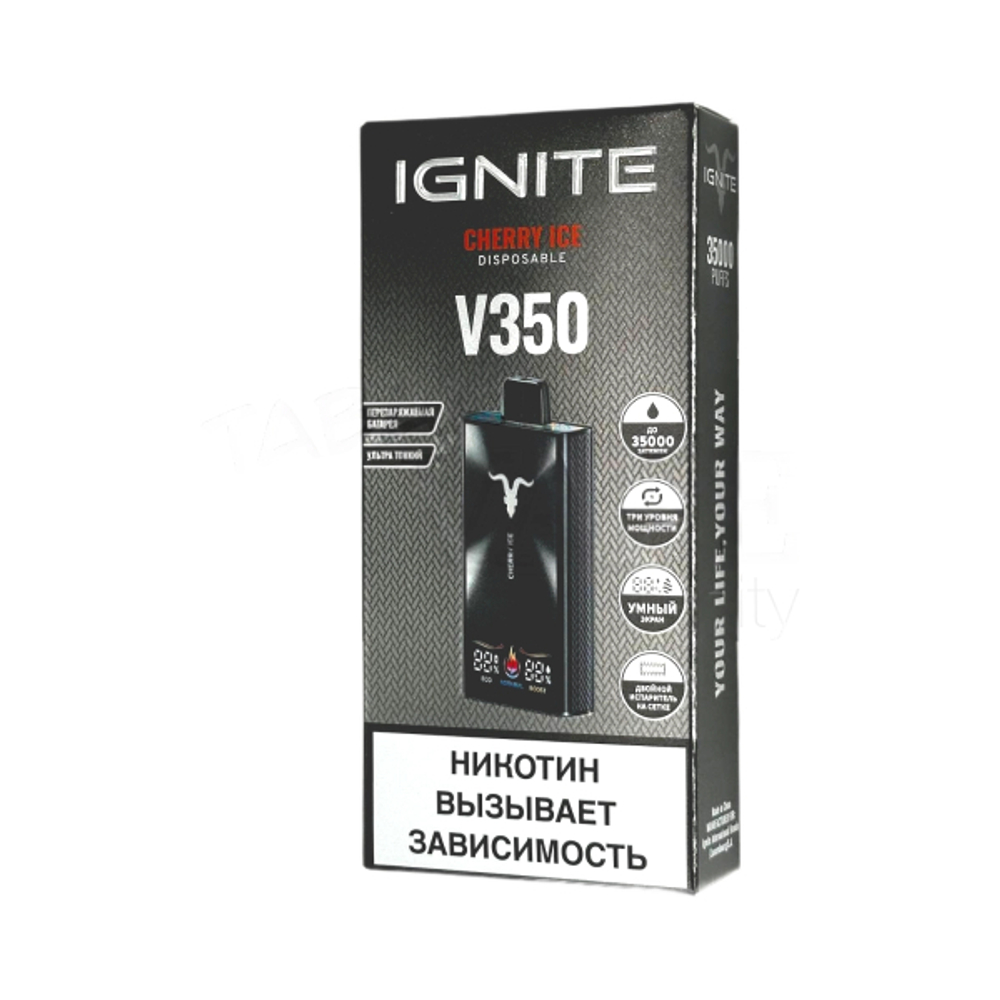 Ignite V350 Вишня-лёд (Cherry ice) 35000 затяжек 20мг Hard (2% Hard)