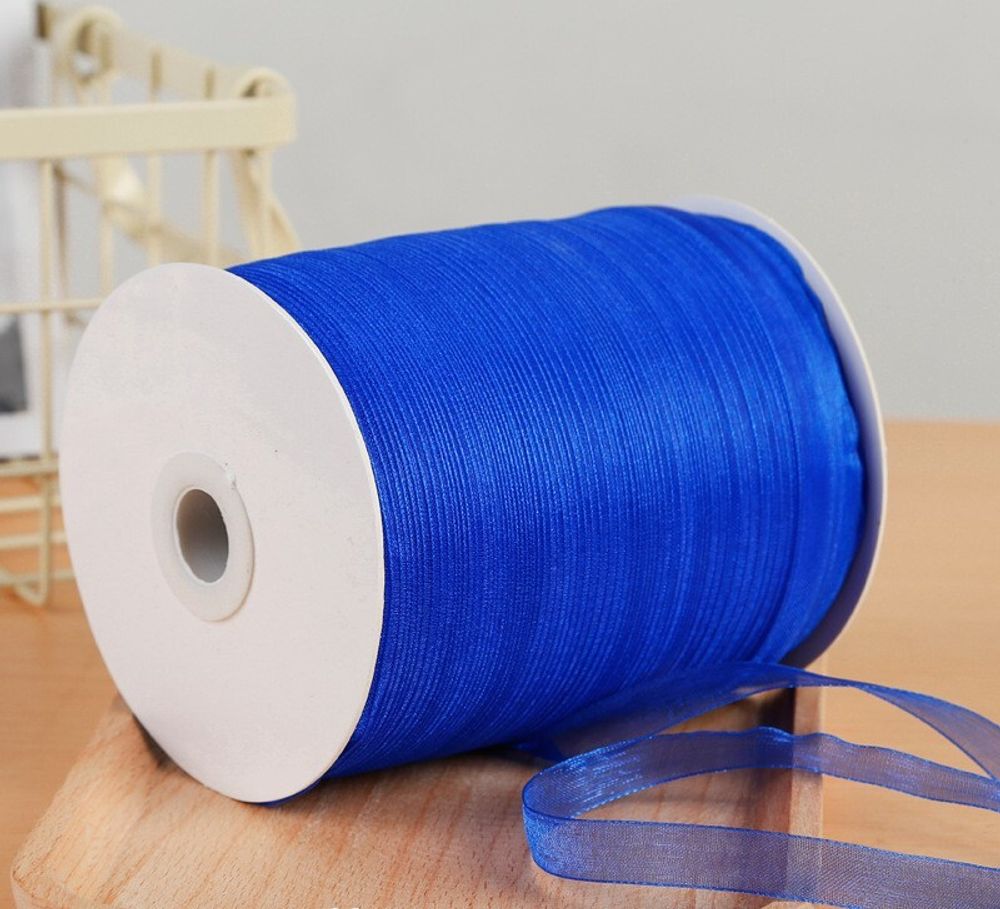 Лента Органза, (1см*320м), Ярко-Синий #1040