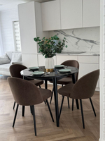 Круглый раздвижной стол "Черный мрамор" и 4 стула Элион