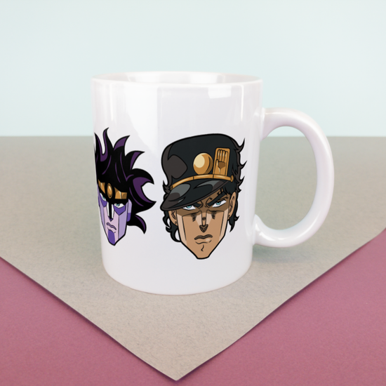 Кружка керамическая объем 330мл Джотаро и Стар Платинум (белая)