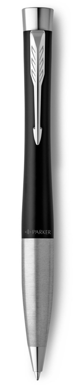Шариковая ручка Parker Urban (матовый черный лак) Muted Black Chrome Trim, стержень: M, цвет чернил: blue/black, в подарочной упаковке.