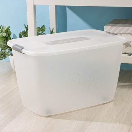 Контейнер для хранения с крышкой, 56 л, 60×40×36 см, на колёсиках, прямоугольный, МИКС