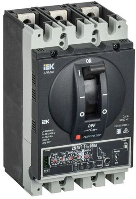 Выключатель автоматический в литом корпусе 3п D 50кА 160А расцепитель электронный продвинутый ARMAT IEK AR-MCCB-3D-050-0160A-ELPC