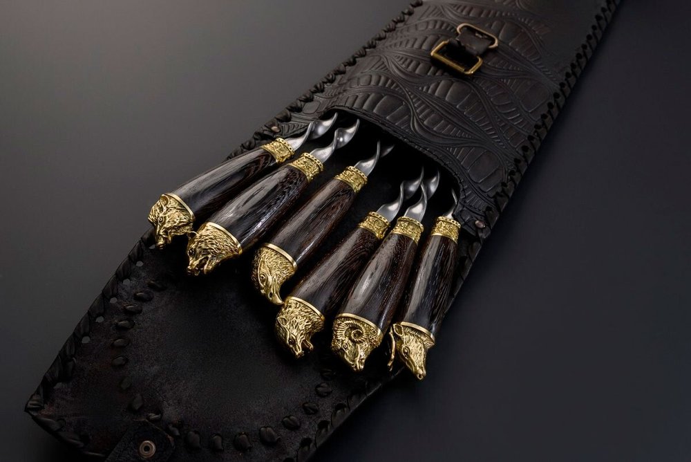 Набор шампуров "Охотник №5" в чехле из натуральной кожи