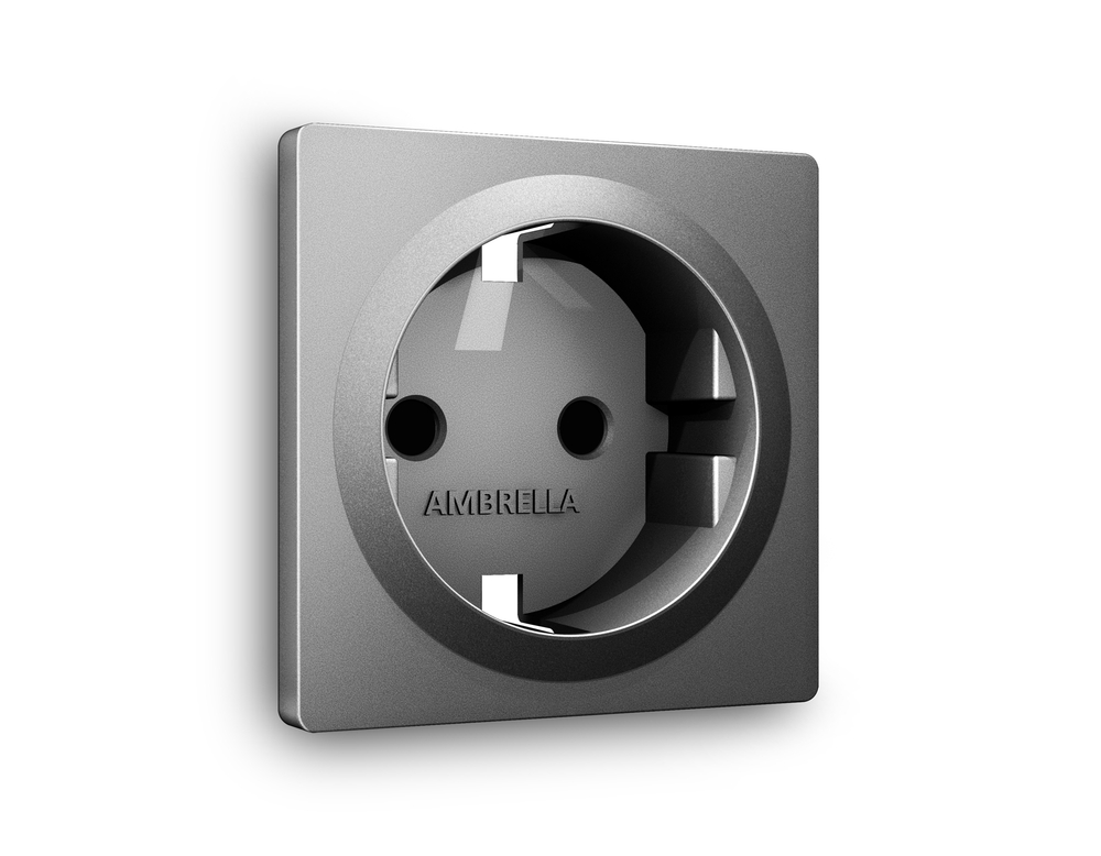 AP6570 Лицевая панель ALFA (Антрацит серый) для электрической розетки с/з со шторками QUANT