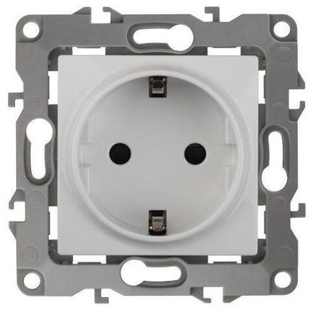 Розетка 1-м СП Эра12 12-2002-01 16А IP20 250В 2P+E Schuko защ. шторки механизм бел. Эра Б0036440