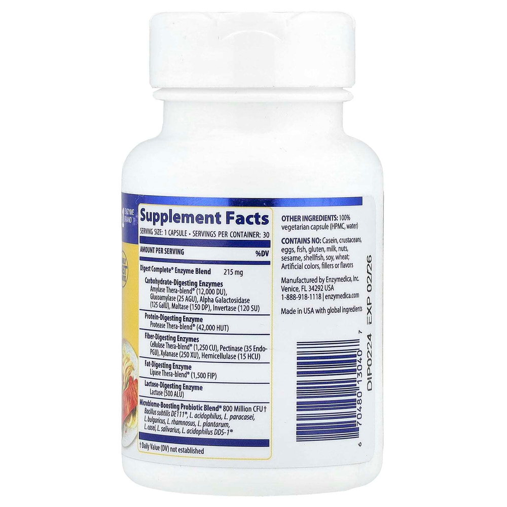 Enzymedica, Digest Complete® + пробиотики, 30 капсул