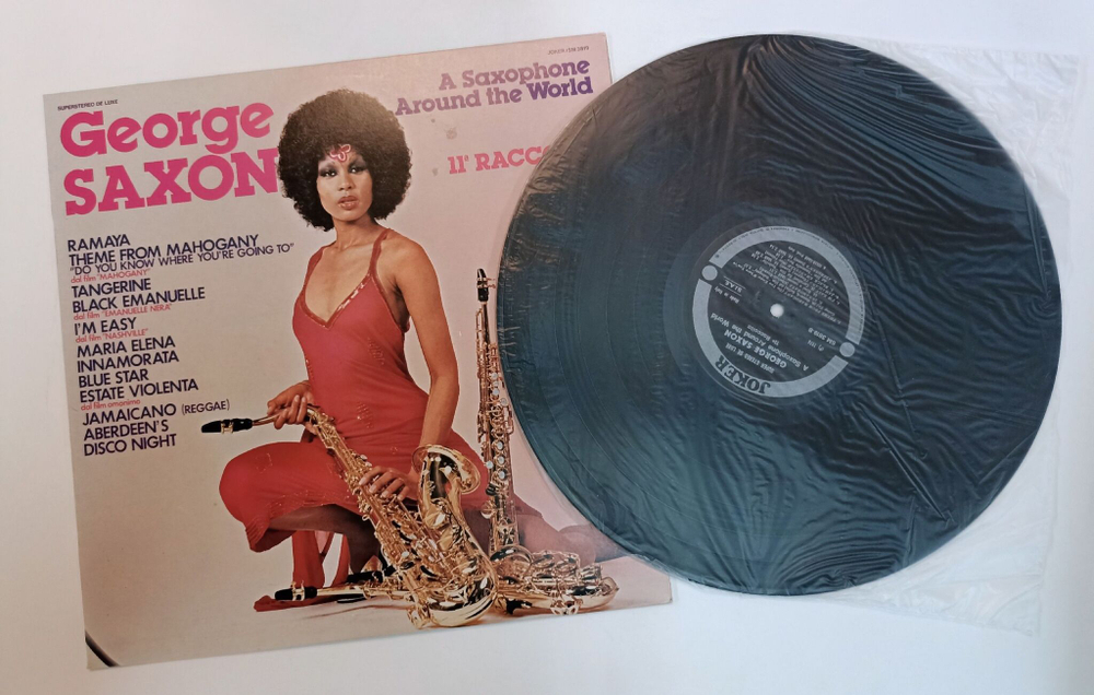 Винтажная виниловая пластинка LP George Saxon A Saxophone Around The World 11a Raccolta (Italy 1976)