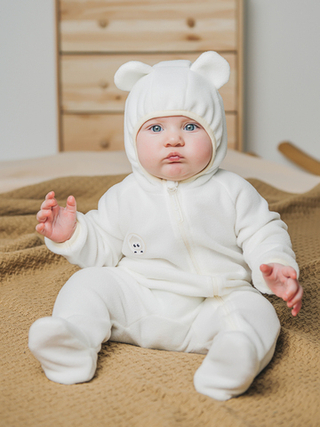Комбинезон флисовый с ушками "Молоко" 0+