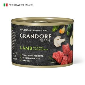 Консервы GRANDORF FRESH для собак, паштет из ягненка с цуккини и цветной капустой