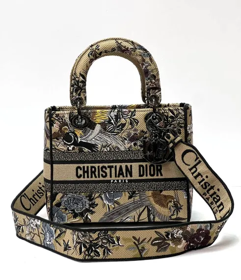Женская сумка Dior Lady D-lite, модель среднего формата бежевый