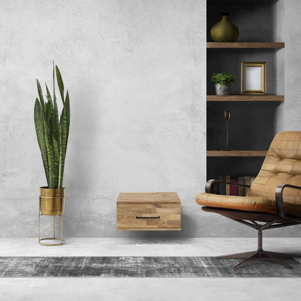 Тумба прикроватная Флеверс с 1 ящиком, навесная, из массива дуба