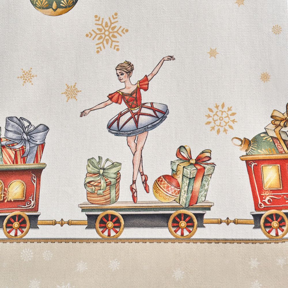 СКАТЕРТЬ ОВАЛЬНАЯ "ЩЕЛКУНЧИК" ,140Х300СМ ,БЕЖЕВЫЙ ,100%ХЛОПОК ,ТВИЛ