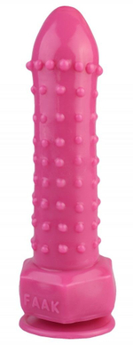 Розовый фаллоимитатор с шипиками - 21,5 см. (Цвет: розовый)