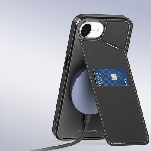Чехол с MagSafe и подставкой-картхолдером от Dux Ducis для iPhone 16e, серия Rafi II Mag Series