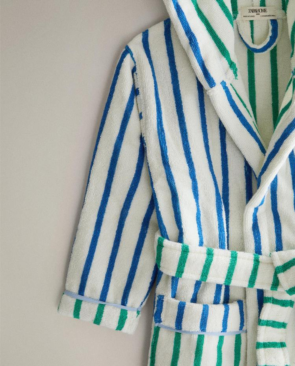 ZARA HOME ДЕТСКИЙ ХАЛАТ В ПОЛОСКУ, СИНИЙ