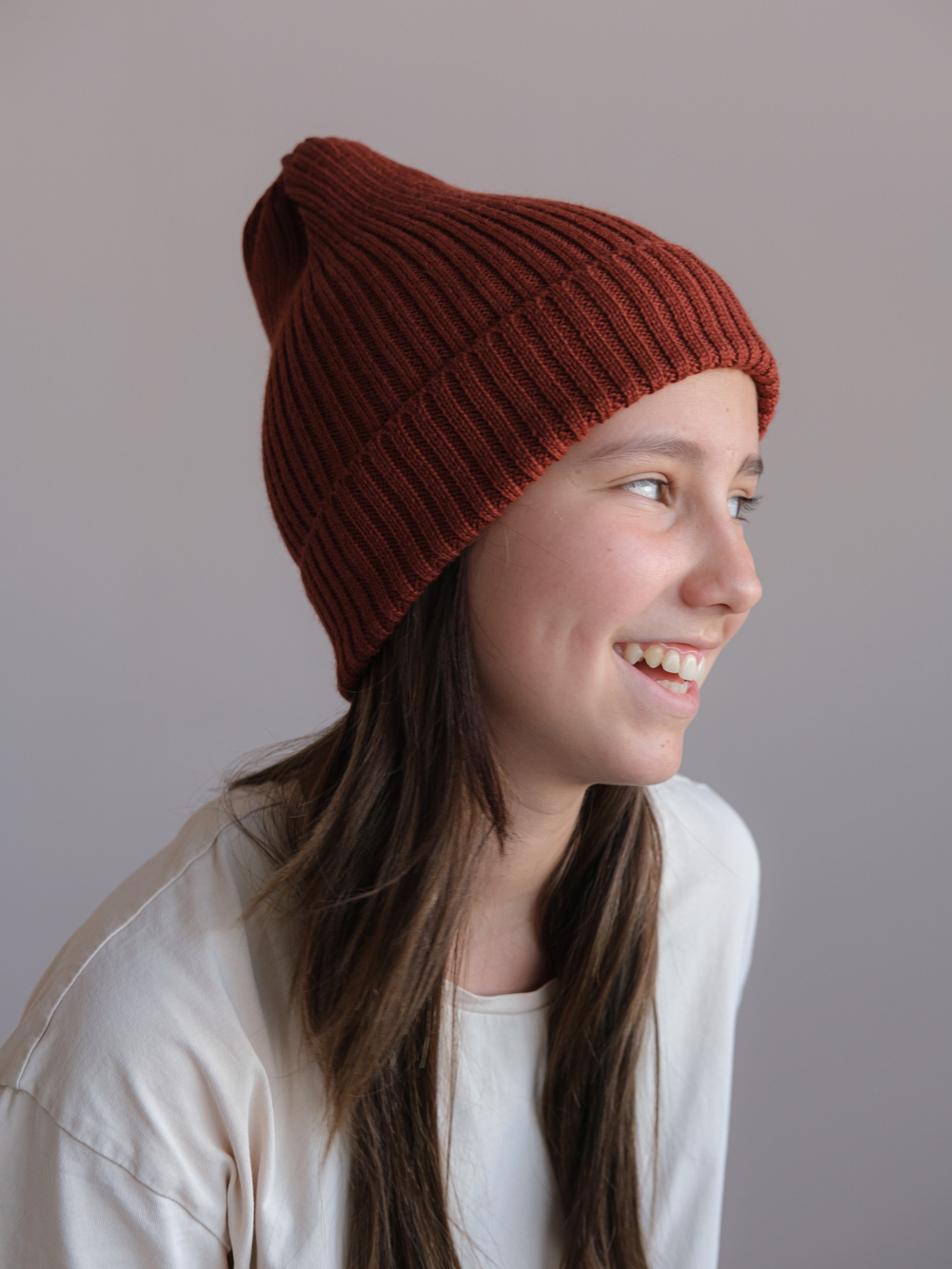 Шапка вязаная-резинка весенняя/осенняя КЭП(Терракот)