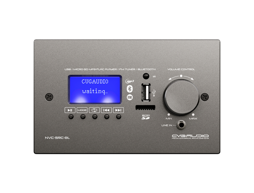 CVGAUDIO NVC-SRC-BL Внешний настенный MP3/BLUETOOTH/FM модуль с регулятором громкости для микшеров-усилителей NEXT/M, алюминий черный