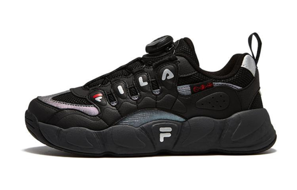 Big boy FILA Fila Croissant comfortable wear-resistant lightweight low-cut children's basketball shoes black