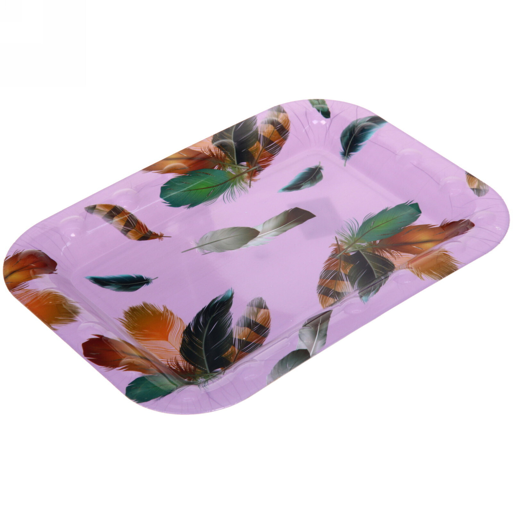 Поднос пластиковый «Волшебные перья» 30*21см сиреневый