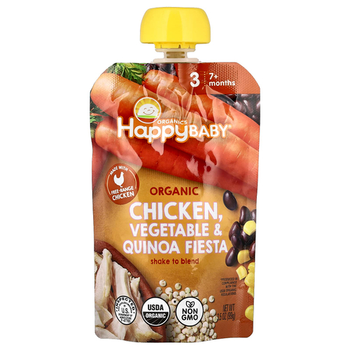 Happy Family Organics, Happy Baby®, органическая курица, для детей от 7 месяцев, овощи и киноа, 99 г (3,5 унции)