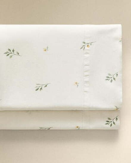 Zara Home - Простыня с изображением листьев, зеленый, 240x280 см