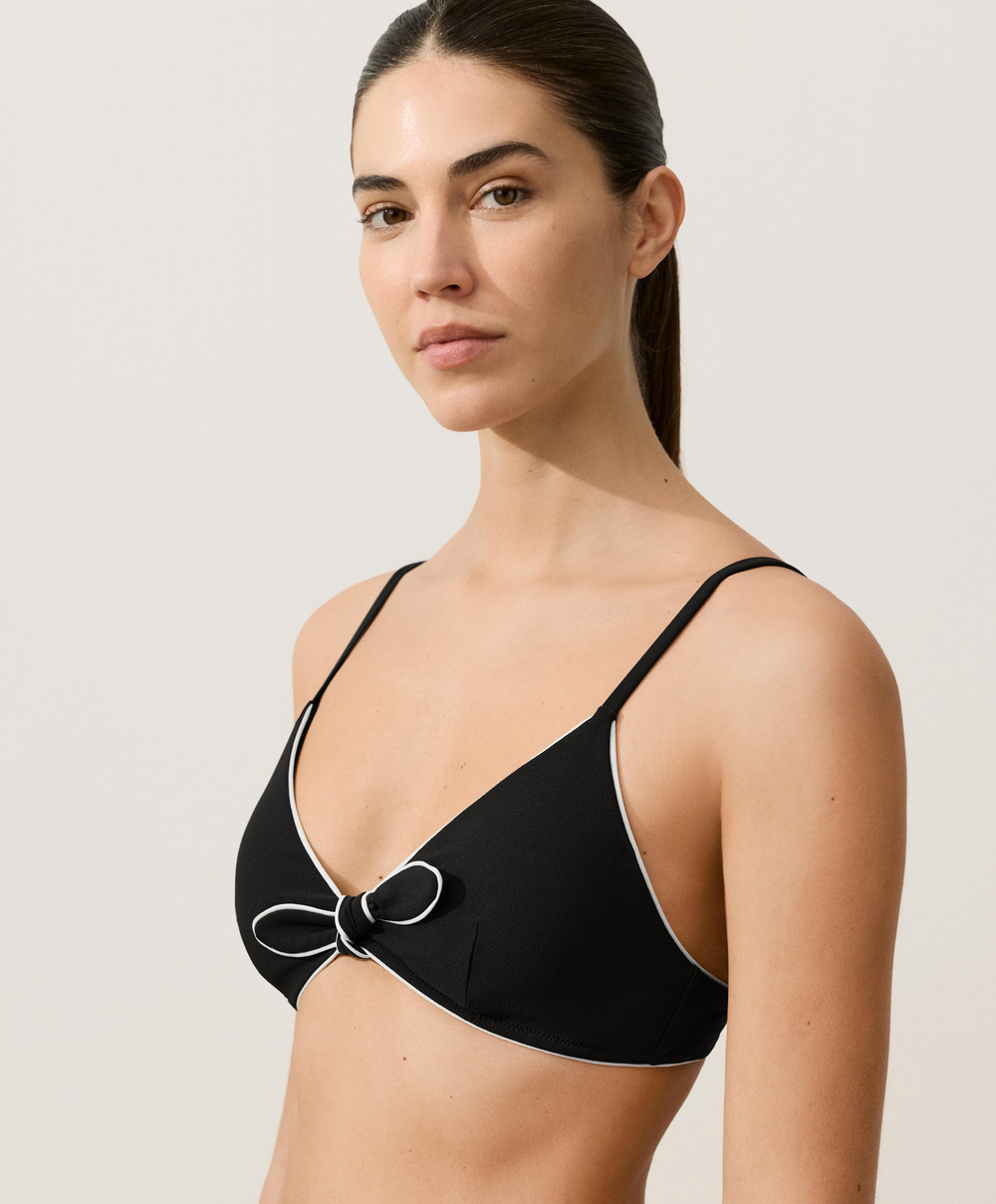 OYSHO Топ-бикини с треугольными чашечками и бантом, черный