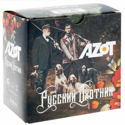 Патрон 12/70 Aзот №5 б/к 32г Русский Охотник, коробка 25 шт.