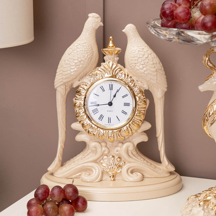 Часы настольные Павлины Айвори