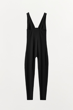 ZARA КОМБИНЕЗОН НА БРЕТЕЛЯХ С ПОЛИАМИДОМ И МОЛНИЕЙ, ЧЕРНЫЙ